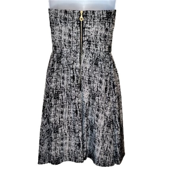 Jay Godfrey Silk Strapless Graphic Dress Black Gray Size 2 Pockets - Picture 3 of 8